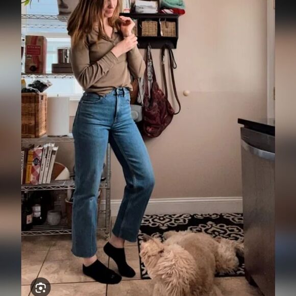 Everlane The Way High Jean Organic Cotton Raw Hem Distressed Blue 28 Regular - Picture 14 of 15